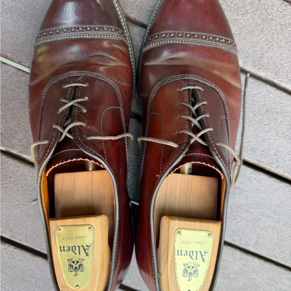 Alden Men's Burgundy/Brown Cap-Toe Blucher Oxfords